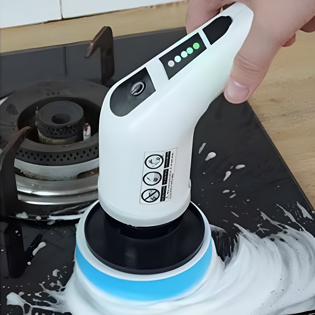 SpinClean - 9-i-1 Elektrisk Rengöringsborste Med Stav För Skonsam Städning