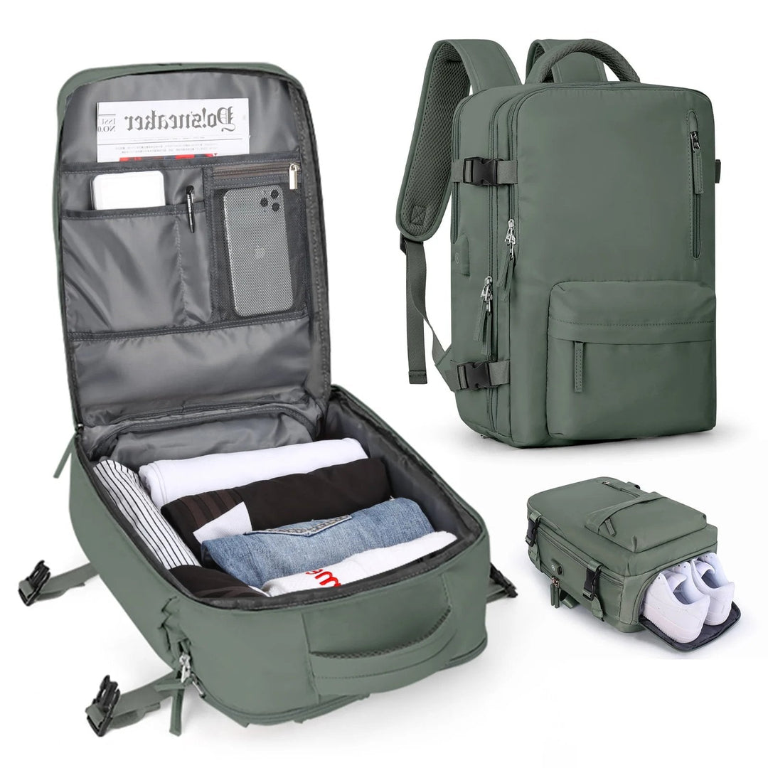 Carvallo Damernas Reserucksack 35 L | Vattentät &amp; med USB-port | Antiskydd &amp; Skofack | För Vandring, Vardag &amp; Resor