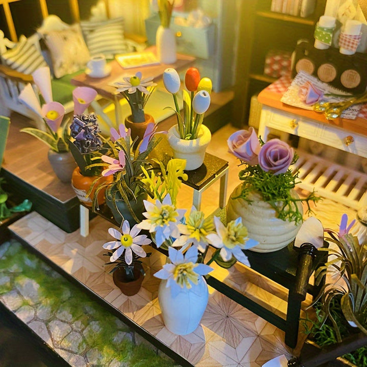 DIY Miniatyrväxthus med belysning – Handgjort 3D-pussel för kreativ dekoration