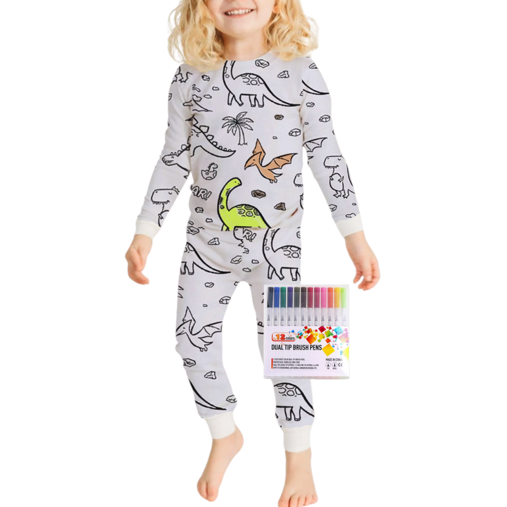 Barn Färg-i-bomull Pyjamas Set