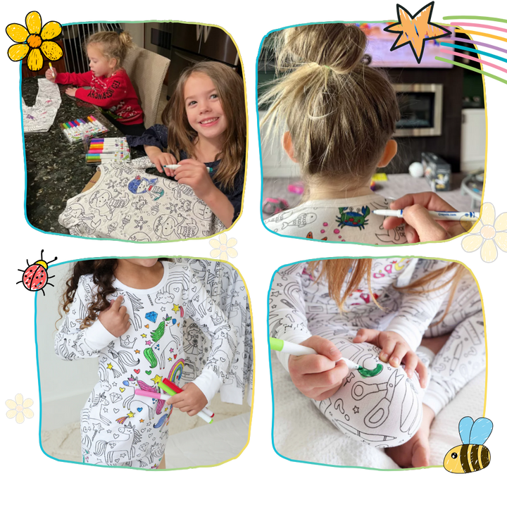 Barn Färg-i-bomull Pyjamas Set