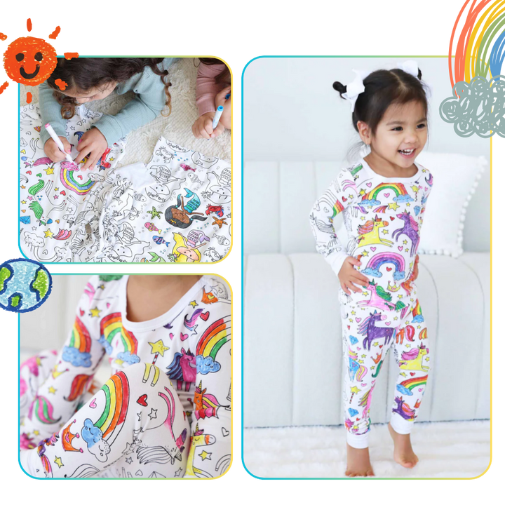 Barn Färg-i-bomull Pyjamas Set