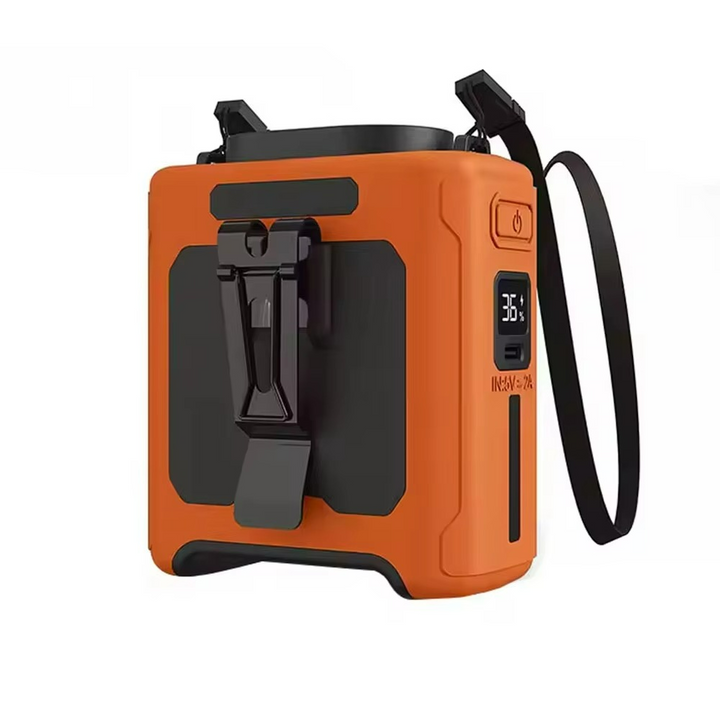 Bärbar midjefläkt – Handsfree-kylning med inbyggd powerbank och LED-ficklampa