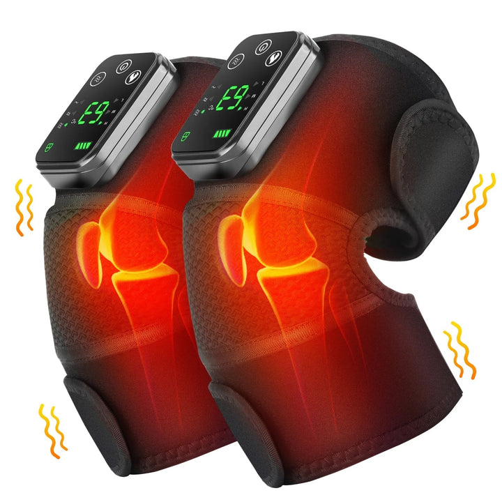 3 i 1 Elektrisk Värme Vibrations Knäledsbandage Terapi Axelsmärtlindring