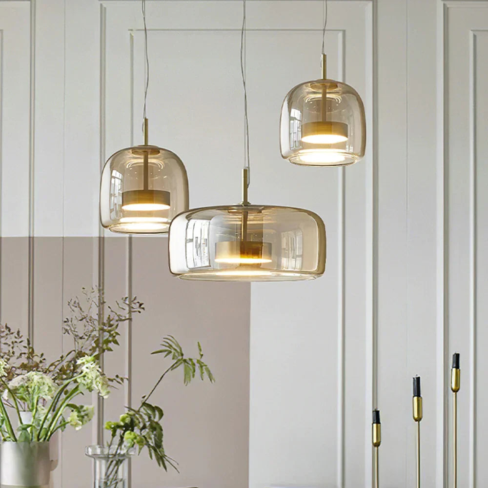 Pendellampa Glas LED Modern Takarmatur
