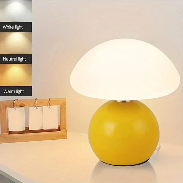 Bordslampa kräm keramik LED svampdesign