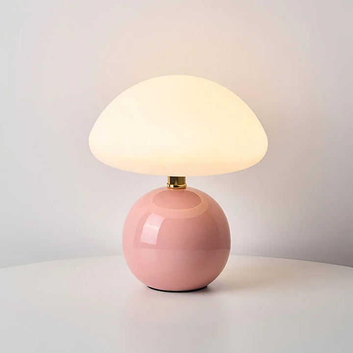 Bordslampa kräm keramik LED svampdesign