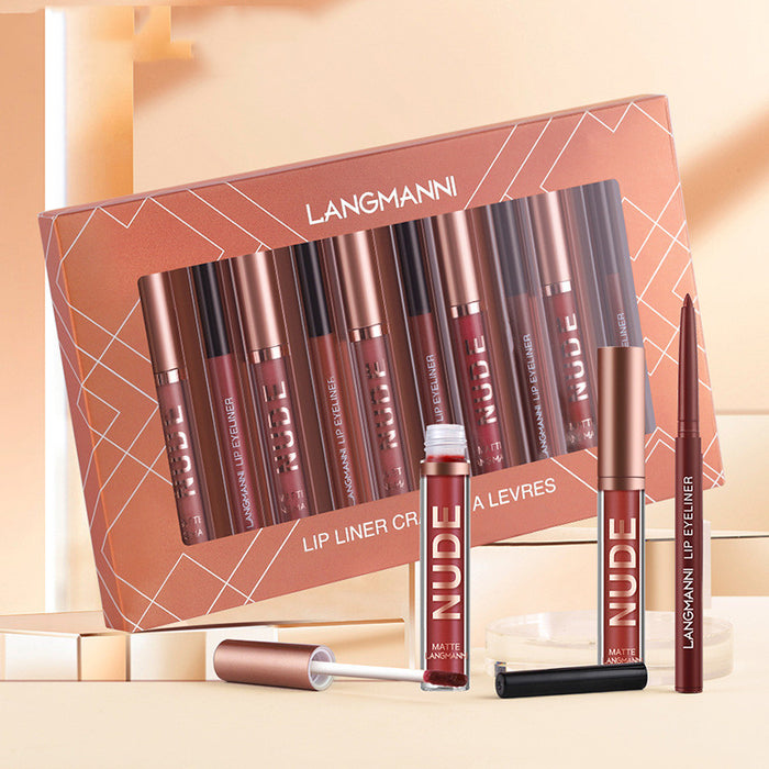 Trivhem Matt läppstift och läppenna i set, 12 delar i presentbox