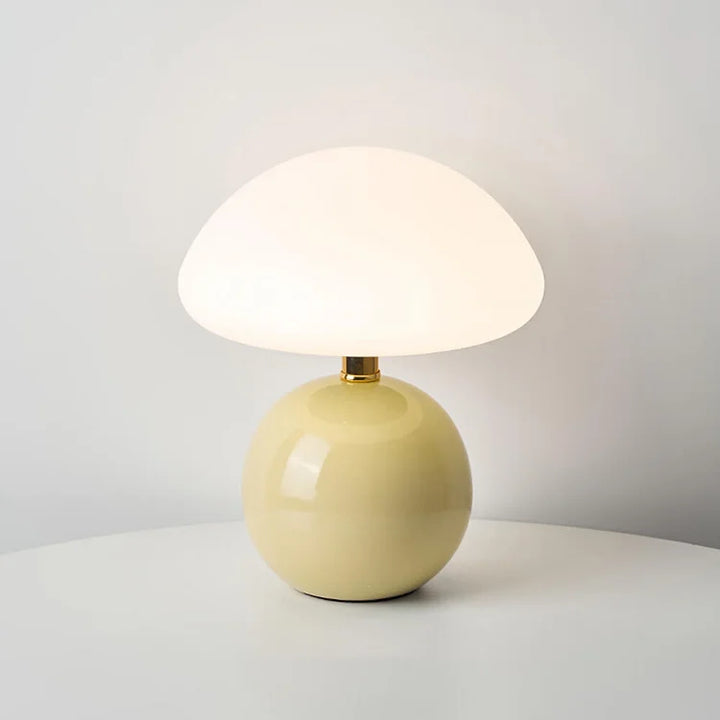 Bordslampa kräm keramik LED svampdesign