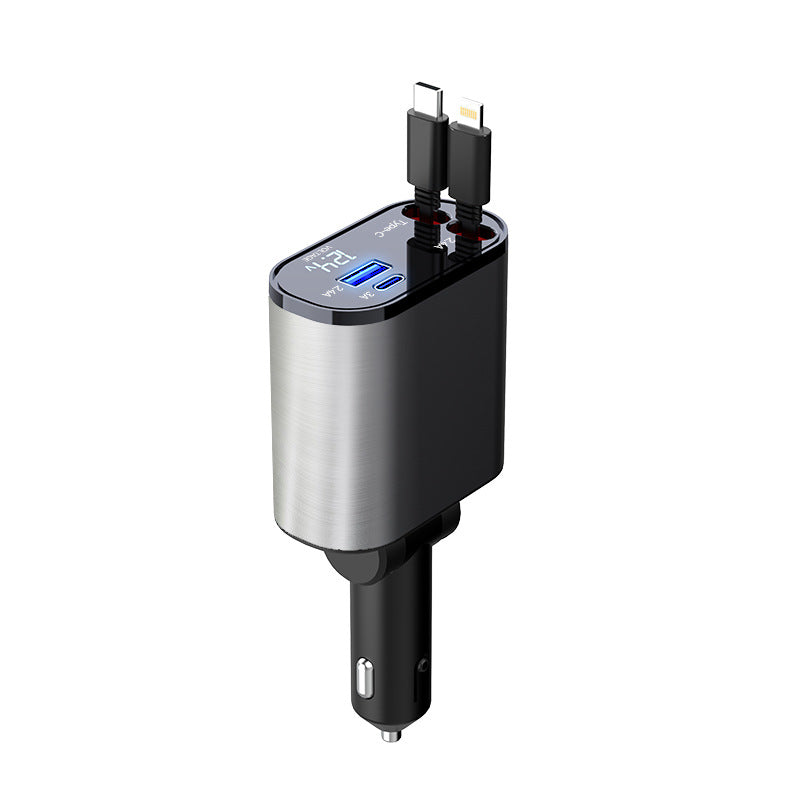 Billaddare i metall 100 W med USB och USB-C, snabbladdning