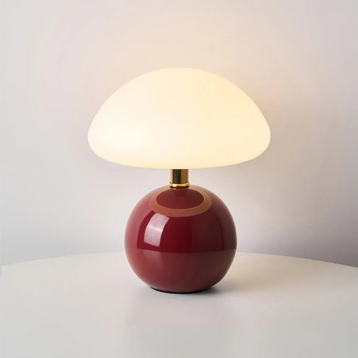 Bordslampa kräm keramik LED svampdesign