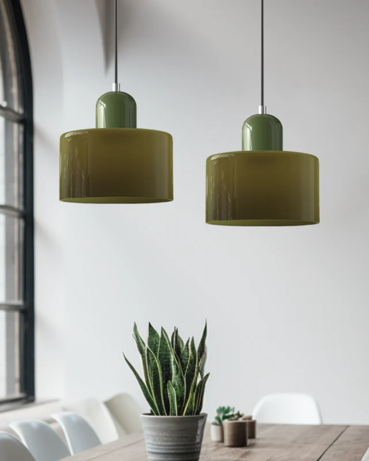 Formiva Pendel Lampa | Retro Modern Glas Skärm | Ambient E26 Belysning | Hårdkopplad Takarmatur