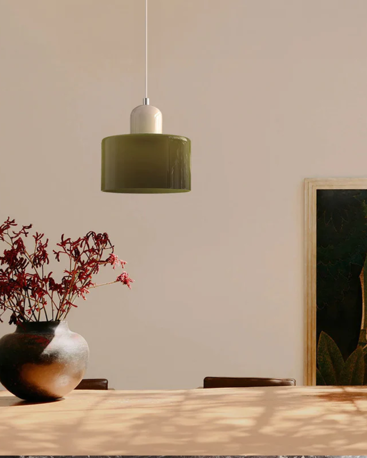 Formiva Pendel Lampa | Retro Modern Glas Skärm | Ambient E26 Belysning | Hårdkopplad Takarmatur