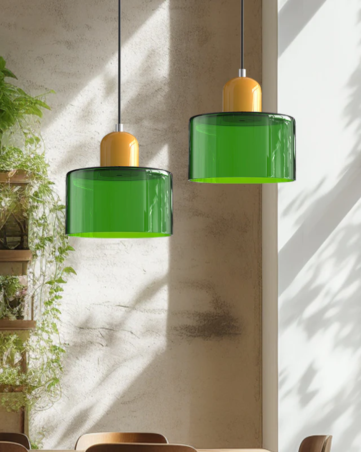 Formiva Pendel Lampa | Retro Modern Glas Skärm | Ambient E26 Belysning | Hårdkopplad Takarmatur