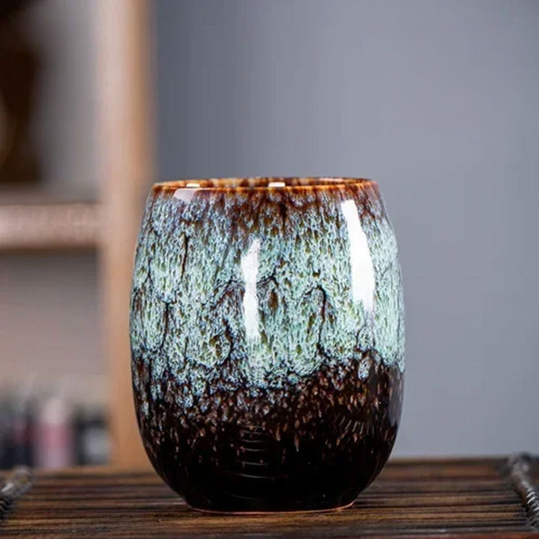 Marmor Keramisk Kaffe Mugg | 10oz med Guldhandtag | Elegant Virveldesign