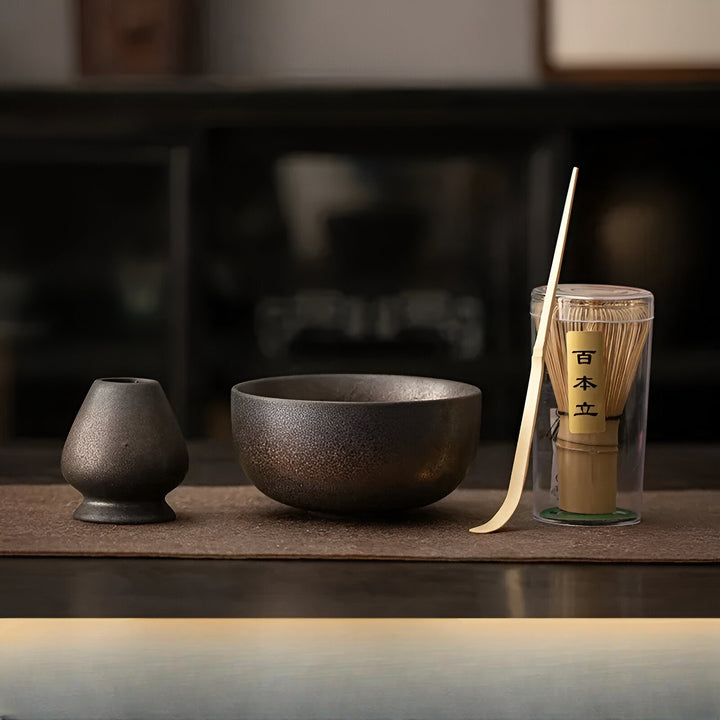 Matcha Te-set – 4-delar med bambuvisp | För traditionell teceremoni