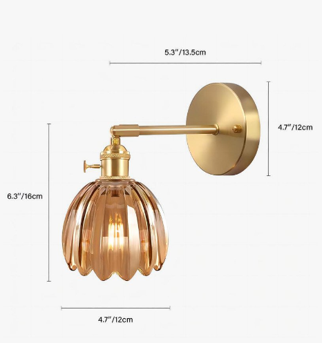 Vägglampa Vintage Glas Mässing Sconces