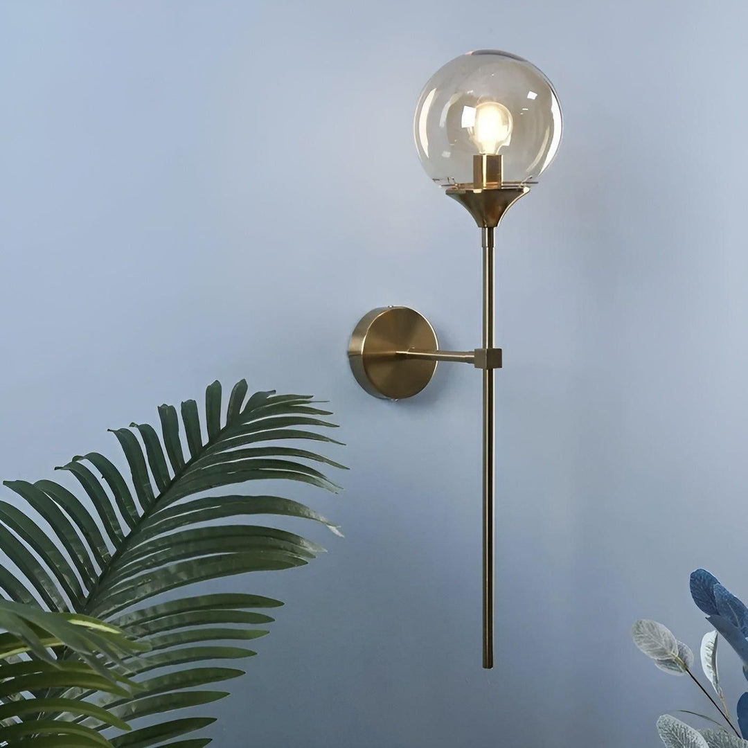 GlassGleam Lampa - Nordisk Guld Inomhus Glasboll Vägglampa