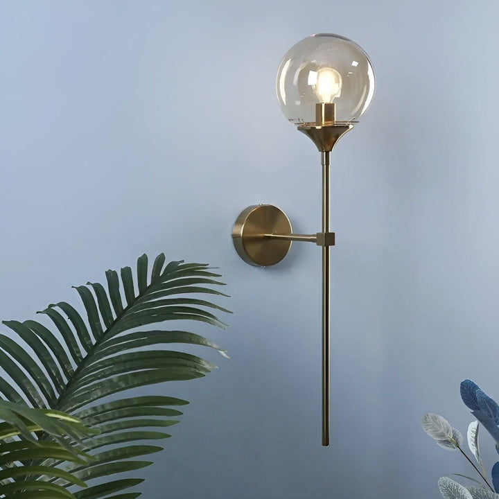 GlassGleam Lampa - Nordisk Guld Inomhus Glasboll Vägglampa
