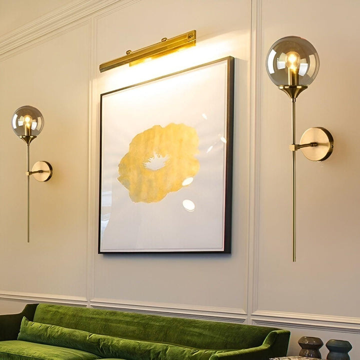 GlassGleam Lampa - Nordisk Guld Inomhus Glasboll Vägglampa