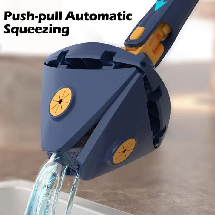Teleskopisk Triangulär Golvmopp – 360° Roterande Mop för Fuktig och Torr Rengöring