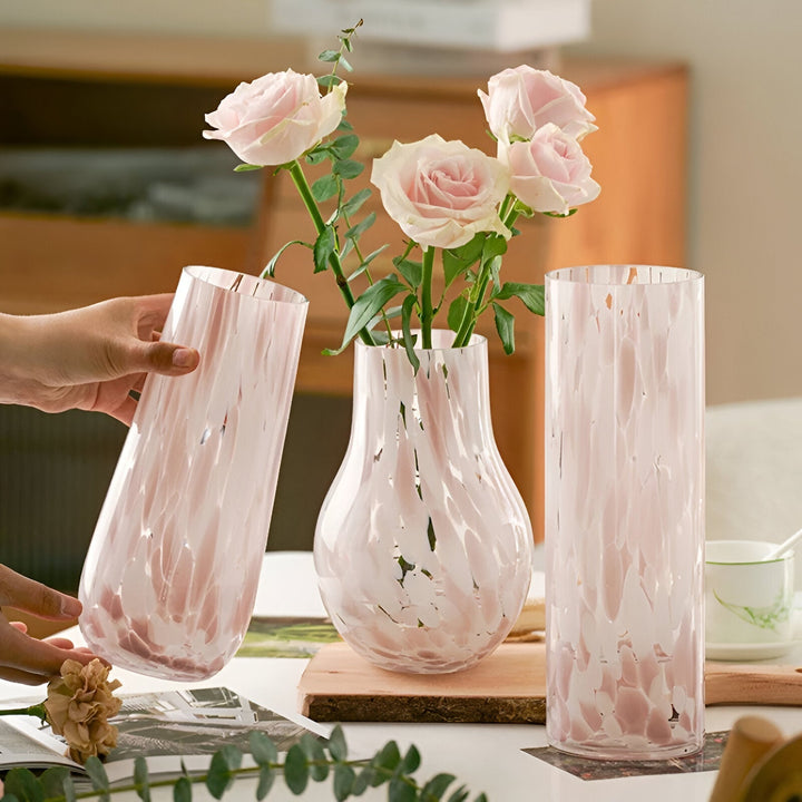 Rosa marmor effekt glas vas - amerikansk stil hydroponisk dekoration