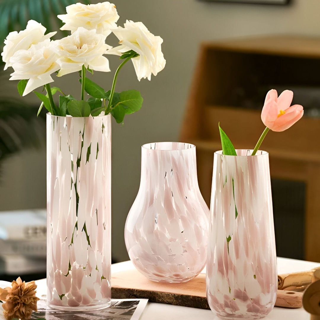 Rosa marmor effekt glas vas - amerikansk stil hydroponisk dekoration