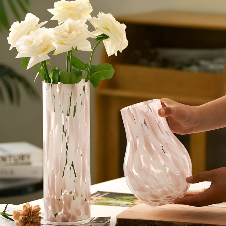 Rosa marmor effekt glas vas - amerikansk stil hydroponisk dekoration