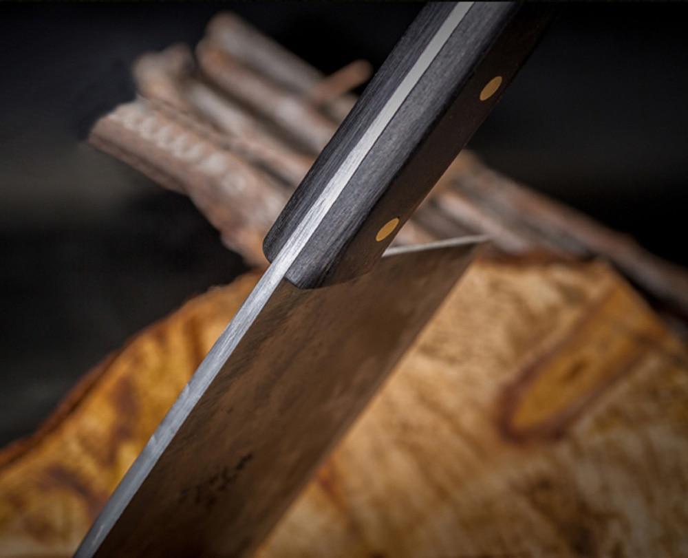 Handsmidd kolstål kockkniv