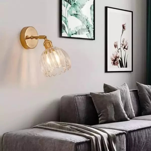 Vägglampa Vintage Glas Mässing Sconces