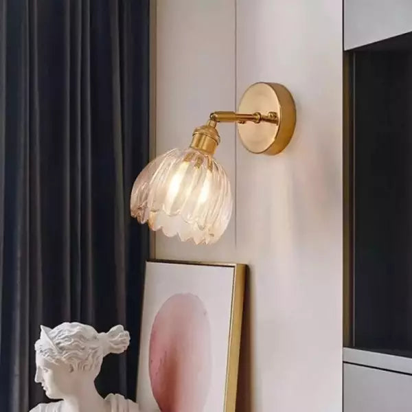 Vägglampa Vintage Glas Mässing Sconces