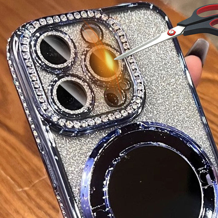 Telefonfodral med spegel magnetisk stativ glitter