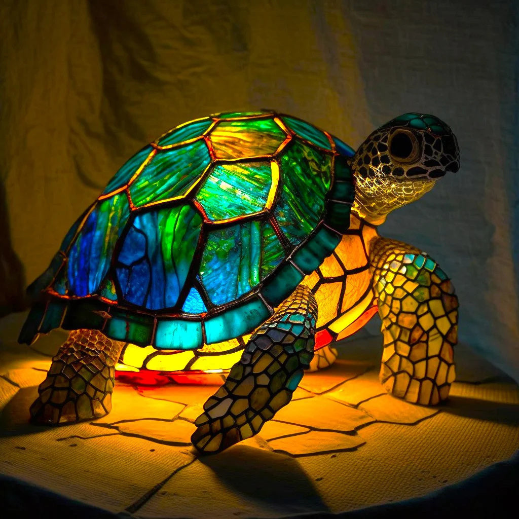 Animal Färgat Glas Bordslampa Ornament