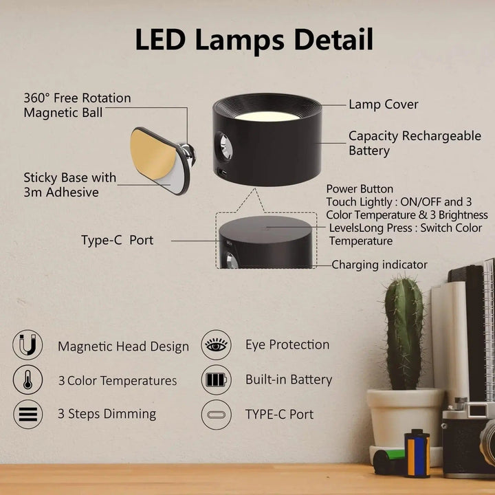 Batteridriven vägglampa - Uppladdningsbar vägglampa - Ambilume