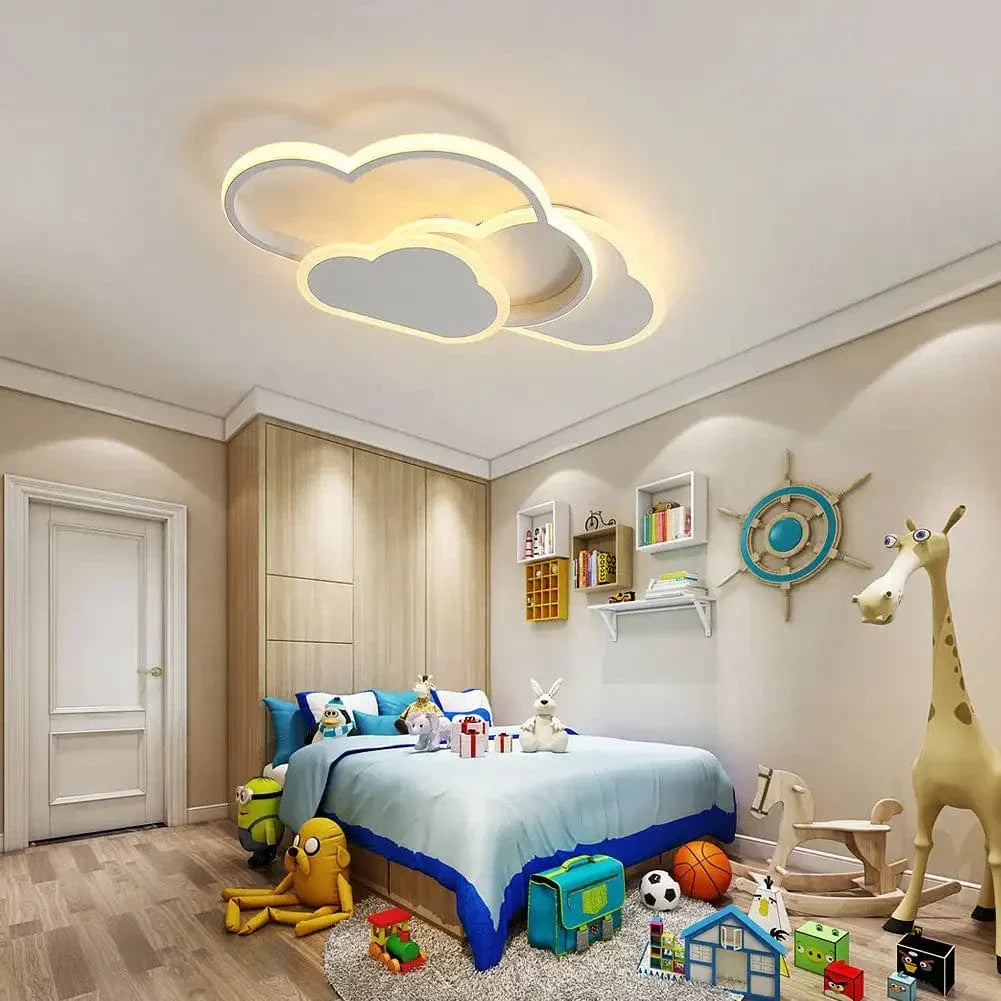 Dimmbar LED Taklampa – Moln Design – Justerbar Färgtemperatur - 32W - Fjärrkontroll - Ideal för Barnrum