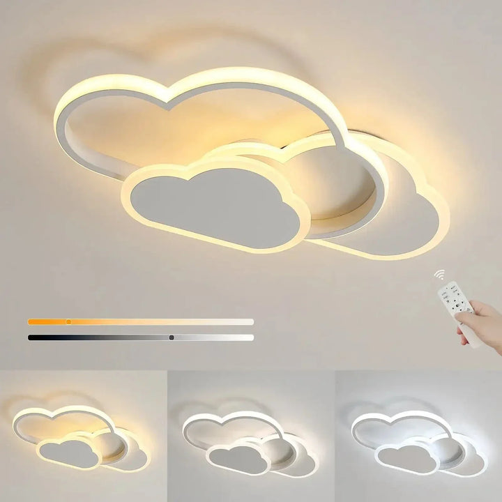 Dimmbar LED Taklampa – Moln Design – Justerbar Färgtemperatur - 32W - Fjärrkontroll - Ideal för Barnrum