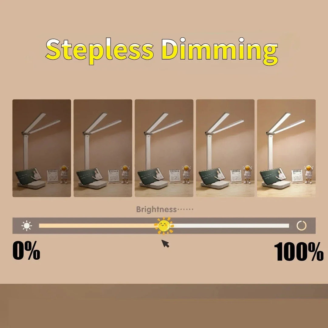 LED Skrivbordslampa - Trådlös - USB Uppladdningsbar - Dimbar - Fällbar Design - Ögonskydd - Finns i Flera Färger