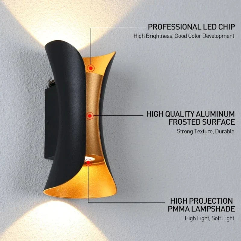 LED Vägglampa Med Modern Design – Vattentät - Aluminium - Inomhus/Utebruk