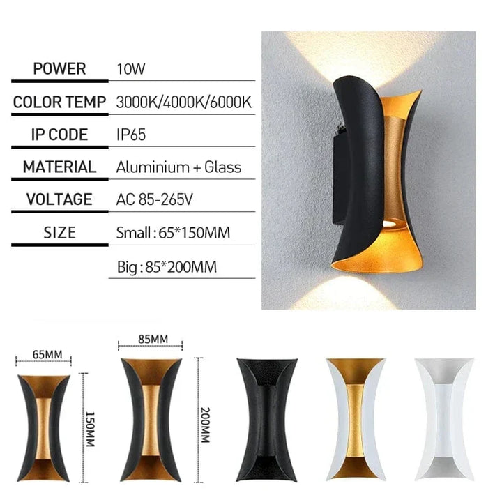 LED Vägglampa Med Modern Design – Vattentät - Aluminium - Inomhus/Utebruk
