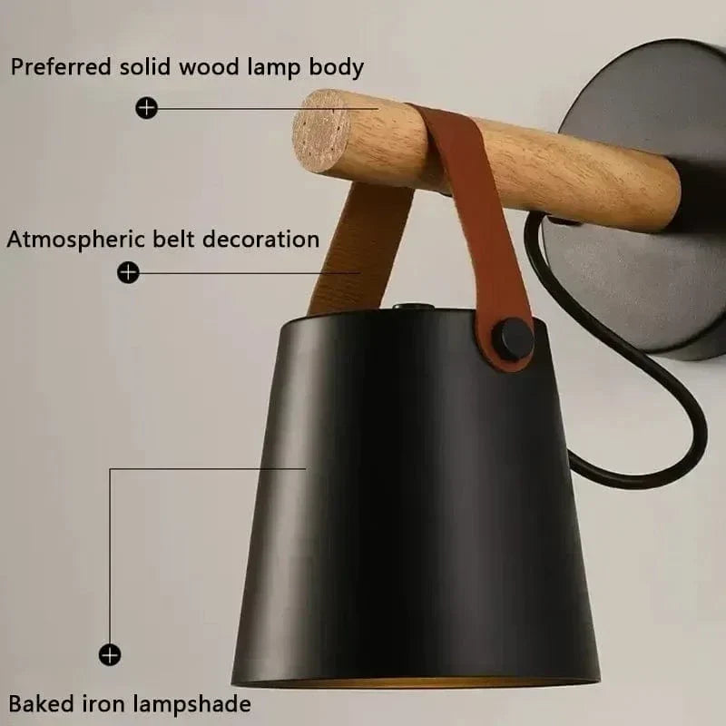 LED Vägglampa Med Justerbar Ljusfärg – Nordisk Design - Trä och Järn - Idealisk För Inomhusbruk - Modern Stil - Perfekt För Sovrum och Vardagsrum