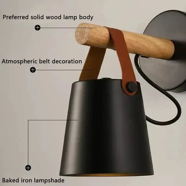 LED Vägglampa Med Justerbar Ljusfärg – Nordisk Design - Trä och Järn - Idealisk För Inomhusbruk - Modern Stil - Perfekt För Sovrum och Vardagsrum