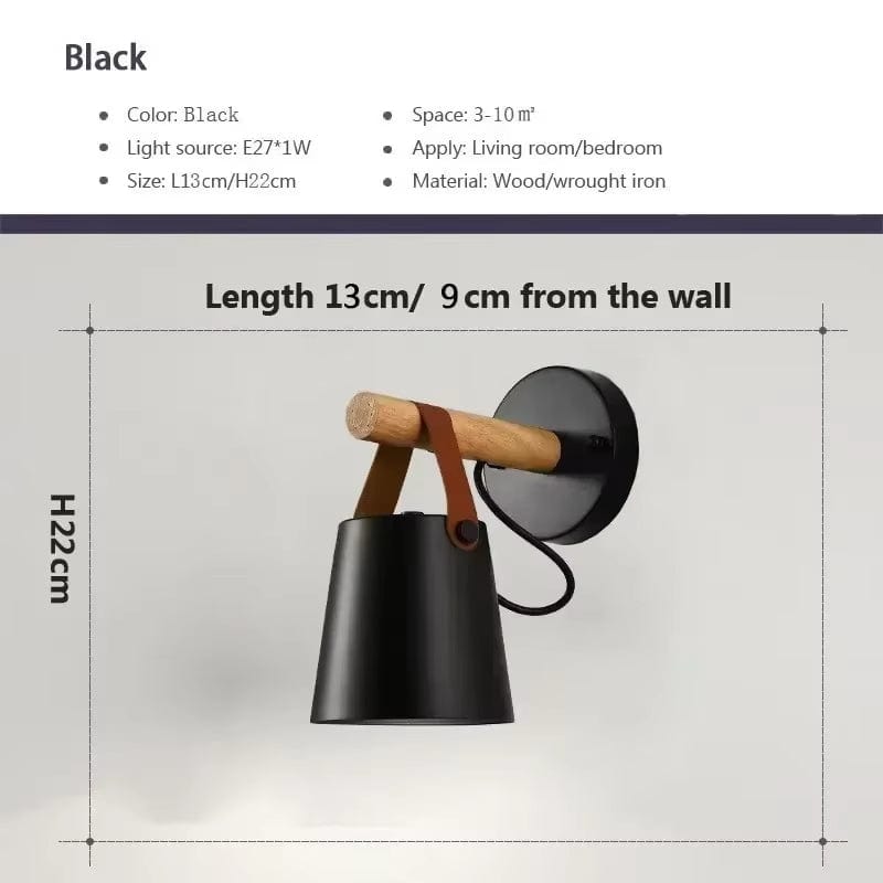 LED Vägglampa Med Justerbar Ljusfärg – Nordisk Design - Trä och Järn - Idealisk För Inomhusbruk - Modern Stil - Perfekt För Sovrum och Vardagsrum