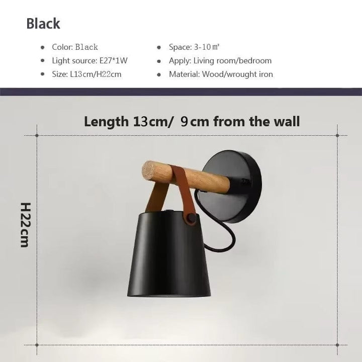 LED Vägglampa Med Justerbar Ljusfärg – Nordisk Design - Trä och Järn - Idealisk För Inomhusbruk - Modern Stil - Perfekt För Sovrum och Vardagsrum