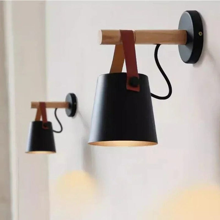 LED Vägglampa Med Justerbar Ljusfärg – Nordisk Design - Trä och Järn - Idealisk För Inomhusbruk - Modern Stil - Perfekt För Sovrum och Vardagsrum