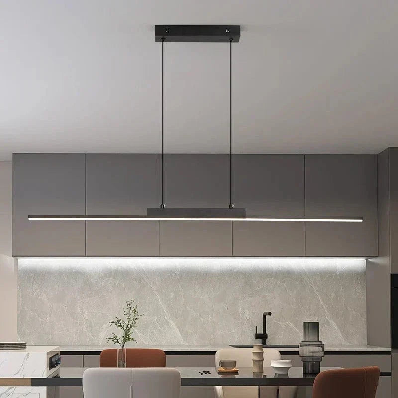 Modern svart taklampa med justerbar höjd – minimalistisk design - aluminium och silikon - perfekt för kök och matsal