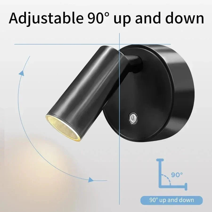 Uppladdningsbar LED-vägglampa med magnetfäste – Beröringskontroll – 360° rotation – Tre-färgjustering – Kompakt design