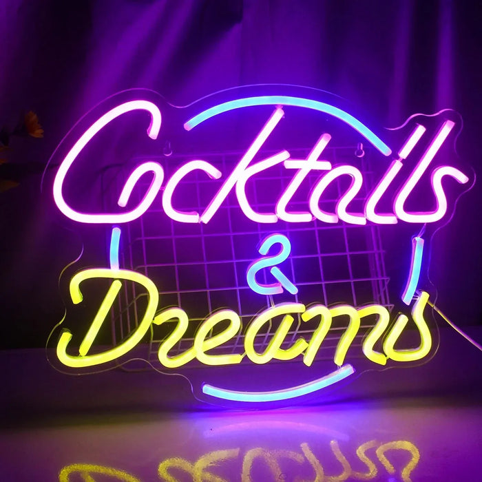 Cocktails & Beer LED Neon Skylt – Livlig USB-drivet Bar & Fest Dekoration