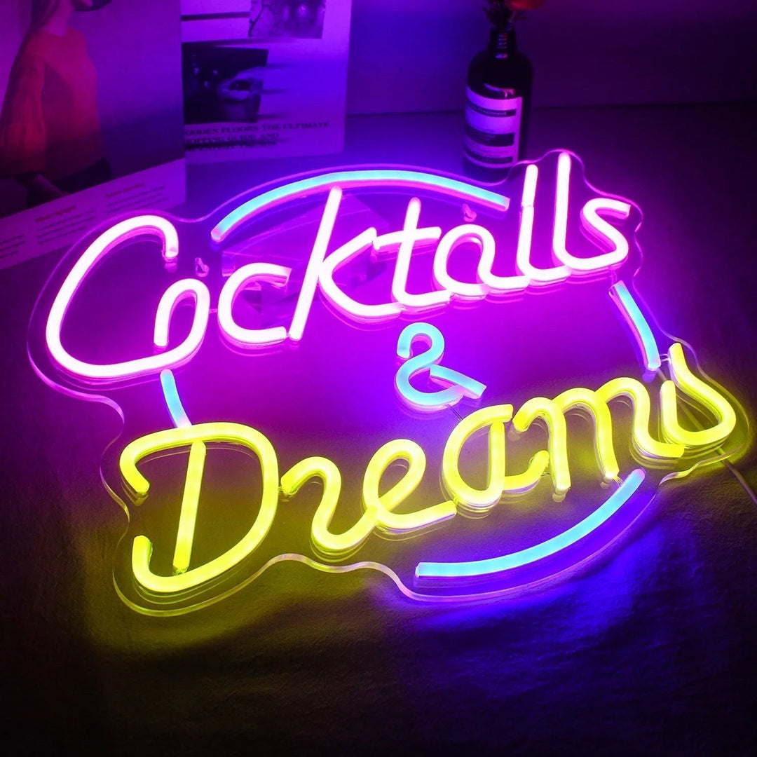 Cocktails &amp; Beer LED Neon Skylt – Livlig USB-drivet Bar &amp; Fest Dekoration