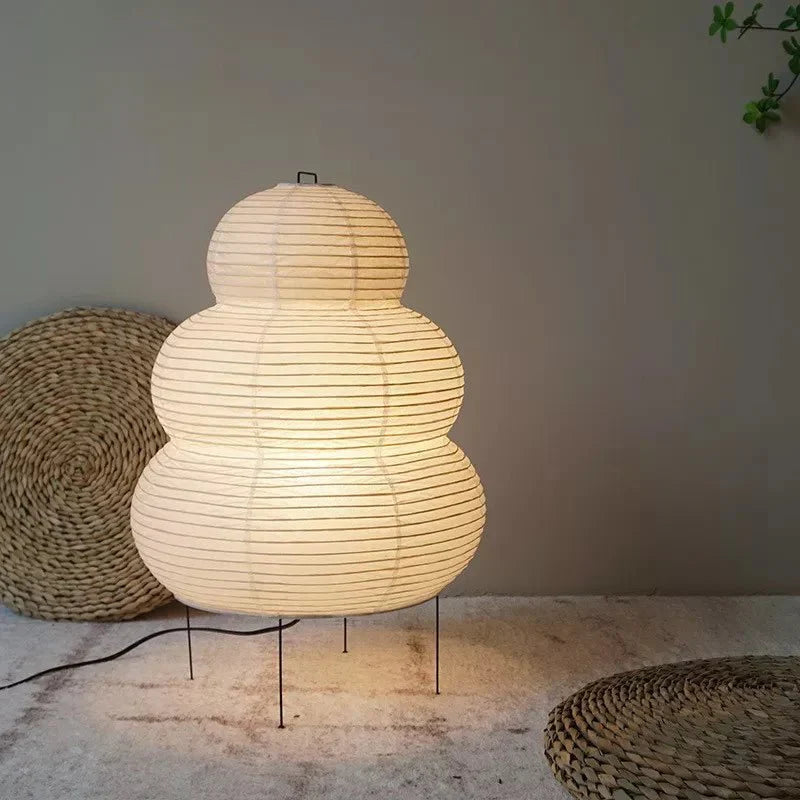 SabiGlow - Lånbar Wabi Sabi Rispapper Golvlampa med justerbart stativ