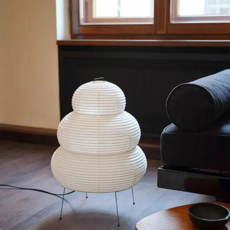 SabiGlow - Lånbar Wabi Sabi Rispapper Golvlampa med justerbart stativ